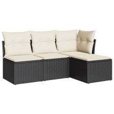 vidaXL 4 részes fekete polyrattan kerti ülőgarnitúra párnákkal (3217496) kerti bútor