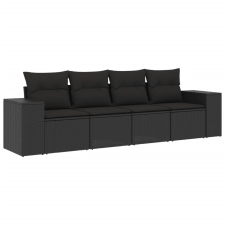 vidaXL 4 részes fekete polyrattan kerti ülőgarnitúra párnákkal (3222274) kerti bútor