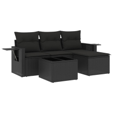 vidaXL 4 részes fekete polyrattan kerti ülőgarnitúra párnákkal (3252402) kerti bútor