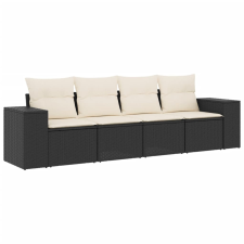 vidaXL 4 részes fekete polyrattan kerti ülőgarnitúra párnákkal (3254613) kerti bútor