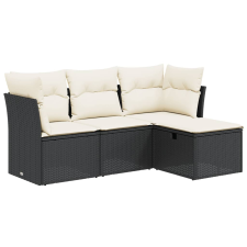 vidaXL 4 részes fekete polyrattan kerti ülőgarnitúra párnákkal (3263112) kerti bútor