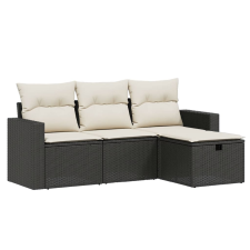 vidaXL 4 részes fekete polyrattan kerti ülőgarnitúra párnákkal (3263442) kerti bútor