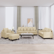 vidaXL 4 részes krémszínű szövet ülőgarnitúra párnákkal bútor