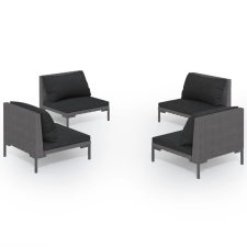 vidaXL 4 részes sötétszürke polyrattan kerti bútorszett párnákkal (3099803) kerti bútor