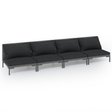 vidaXL 4 részes sötétszürke polyrattan kerti bútorszett párnákkal (3099814) kerti bútor