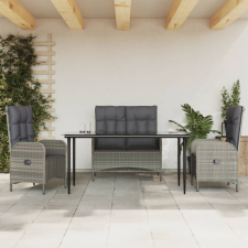vidaXL 4 részes szürke polyrattan kerti étkezőszett párnával kerti bútor