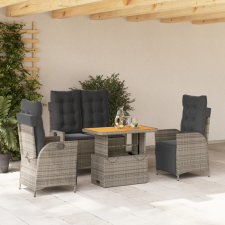 vidaXL 4 részes szürke polyrattan kerti étkezőszett párnával kerti bútor