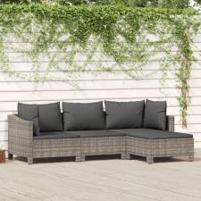 vidaXL 4 részes szürke polyrattan kerti ülőgarnitúra párnákkal kerti bútor