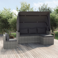 vidaXL 4 részes szürke polyrattan kerti ülőgarnitúra párnákkal kerti bútor