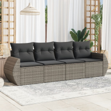 vidaXL 4 részes szürke polyrattan kerti ülőgarnitúra párnákkal kerti bútor