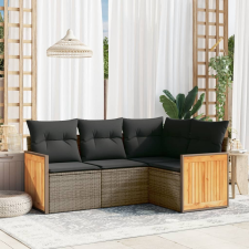 vidaXL 4 részes szürke polyrattan kerti ülőgarnitúra párnákkal kerti bútor