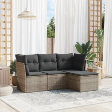 vidaXL 4 részes szürke polyrattan kerti ülőgarnitúra párnákkal kerti bútor