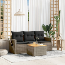 vidaXL 4 részes szürke polyrattan kerti ülőgarnitúra párnákkal kerti bútor