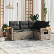vidaXL 4 részes szürke polyrattan kerti ülőgarnitúra párnákkal kerti bútor