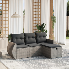 vidaXL 4 részes szürke polyrattan kerti ülőgarnitúra párnákkal kerti bútor