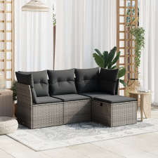 vidaXL 4 részes szürke polyrattan kerti ülőgarnitúra párnákkal kerti bútor