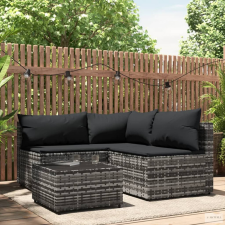 vidaXL 4 részes szürke polyrattan kerti ülőgarnitúra párnákkal kerti bútor