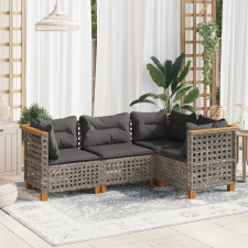 vidaXL 4 részes szürke polyrattan kerti ülőgarnitúra párnákkal kerti bútor