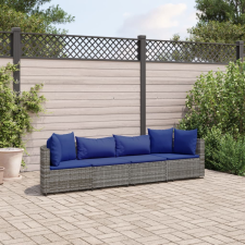 vidaXL 4 részes szürke polyrattan kerti ülőgarnitúra párnákkal kerti bútor