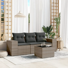 vidaXL 4 részes szürke polyrattan kerti ülőgarnitúra párnákkal kerti bútor