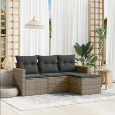 vidaXL 4 részes szürke polyrattan kerti ülőgarnitúra párnákkal kerti bútor