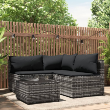 vidaXL 4 részes szürke polyrattan kerti ülőgarnitúra párnákkal kerti bútor