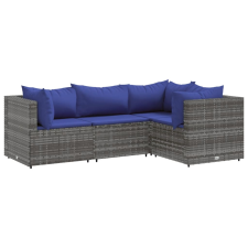 vidaXL 4 részes szürke polyrattan kerti ülőgarnitúra párnákkal (3308079) kerti bútor