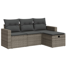 vidaXL 4 részes szürke polyrattan kerti ülőgarnitúra párnákkal (3325356) kerti bútor