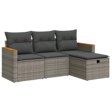 vidaXL 4 részes szürke polyrattan kerti ülőgarnitúra párnákkal (3325896) kerti bútor