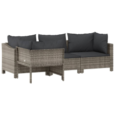 vidaXL 4 részes szürke polyrattan kerti ülőgarnitúra párnákkal (362688) kerti bútor