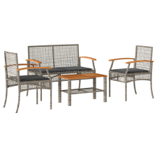 vidaXL 4 részes szürke polyrattan kerti ülőgarnitúra párnákkal (366267) kerti bútor