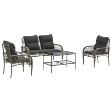 vidaXL 4 részes szürke polyrattan kerti ülőgarnitúra párnákkal (368729) kerti bútor