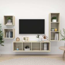 vidaXL 4 részes tölgyszínű forgácslap TV-szekrény szett bútor