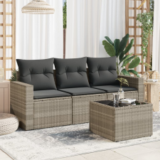 vidaXL 4 részes világosszürke polyrattan kerti ülőgarnitúra párnákkal kerti bútor