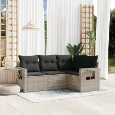 vidaXL 4 részes világosszürke polyrattan kerti ülőgarnitúra párnákkal kerti bútor