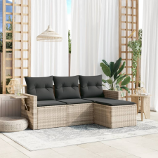 vidaXL 4 részes világosszürke polyrattan kerti ülőgarnitúra párnákkal kerti bútor