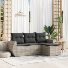 vidaXL 4 részes világosszürke polyrattan kerti ülőgarnitúra párnákkal kerti bútor