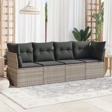vidaXL 4 részes világosszürke polyrattan kerti ülőgarnitúra párnákkal kerti bútor