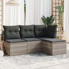 vidaXL 4 részes világosszürke polyrattan kerti ülőgarnitúra párnákkal kerti bútor