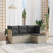 vidaXL 4 részes világosszürke polyrattan kerti ülőgarnitúra párnákkal kerti bútor