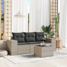vidaXL 4 részes világosszürke polyrattan kerti ülőgarnitúra párnákkal kerti bútor