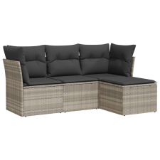 vidaXL 4 részes világosszürke polyrattan kerti ülőgarnitúra párnákkal (3217542) kerti bútor