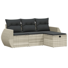 vidaXL 4 részes világosszürke polyrattan kerti ülőgarnitúra párnákkal (3264068) kerti bútor