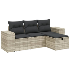 vidaXL 4 részes világosszürke polyrattan kerti ülőgarnitúra párnákkal (3264378) kerti bútor