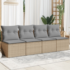 vidaXL 4 személyes bézs polyrattan kerti kanapé párnával kerti bútor