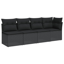 vidaXL 4 személyes fekete polyrattan kerti kanapé párnával (365964) kerti bútor