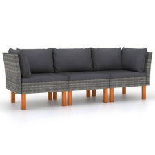 vidaXL 4 személyes szürke polyrattan kerti kanapé párnákkal kerti bútor