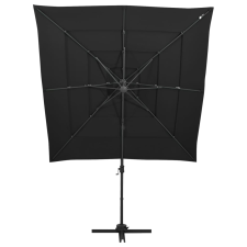 vidaXL 4 szintes fekete napernyő alumíniumrúddal 250 x 250 cm (313826) kerti bútor