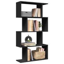 vidaXL 4 szintes fekete szerelt fa elválasztó könyvespolc 70x24x129 cm bútor