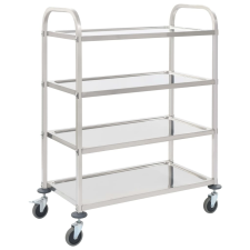 vidaXL 4 szintes rozsdamentes acél zsúrkocsi 107 x 55 x 125 cm bútor